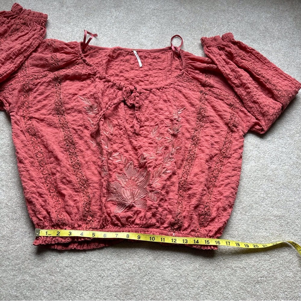 Free People Maria Embroidered Lace Inset Boho Top - Picture 8 of 11